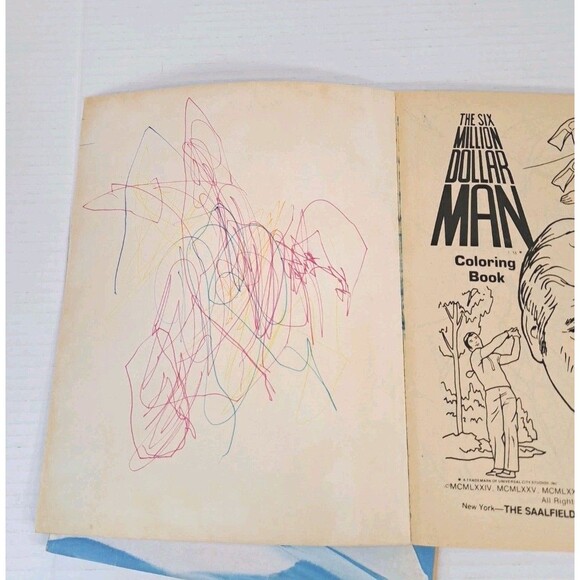 1970s Vtg Lot (2) Six Million Dollar Man Coloring Dot-to-Dot Books 70s READ - Picture 3 of 5